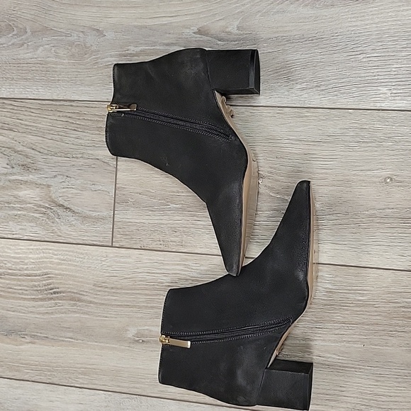 L'Agence Size 37 1/2 (7) Jeanne Block Heel Charcoal Suede Bootie NEW - Picture 4 of 9